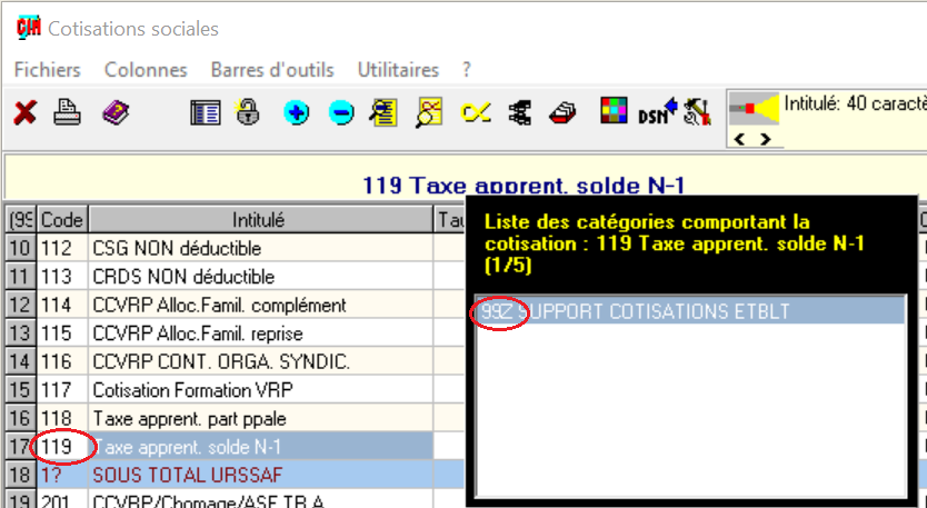 Cat 99Z cotisation 119